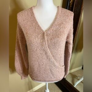 Madewell Pink V-Neck Sweater Plush Knit size XS